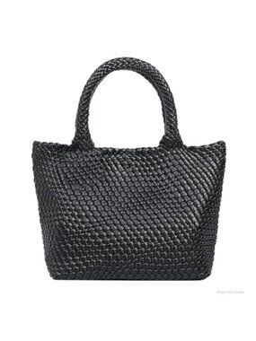 Vegan Leather Woven Slouchy Shoulder Bag Large Laptop Tote